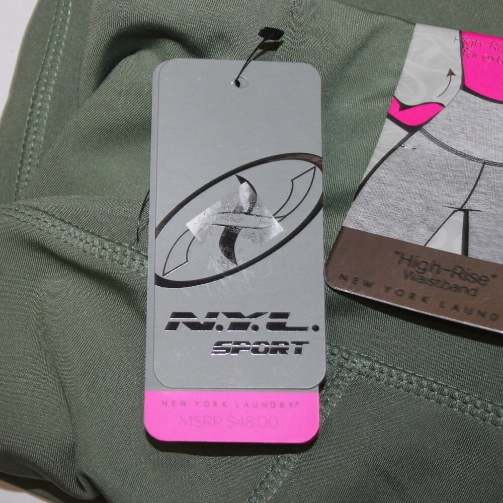NYL AW Crop Pant Sz M x 27 Green Pull On Pockets Polyester Spandex AW Capri - Picture 10 of 16